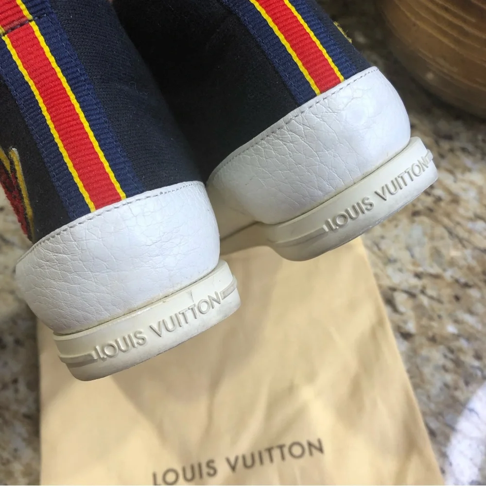 Louis Vuitton Paris Fastball Navy High Top Leather Sneakers EUR 30/US 13 Big Kid - Picture 10 of 13
